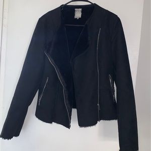 Zara Trafaluc XS suede fur moto jacket